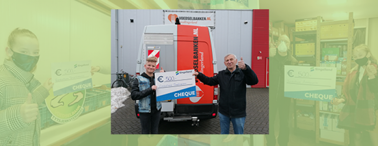 uitreiking cheque aan voedselbanken
